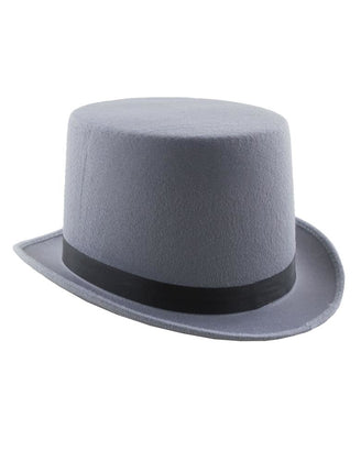 Funny Fashion Grijze hoge hoed met lint
