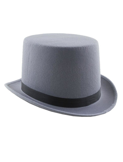 Funny Fashion Grijze hoge hoed met lint
