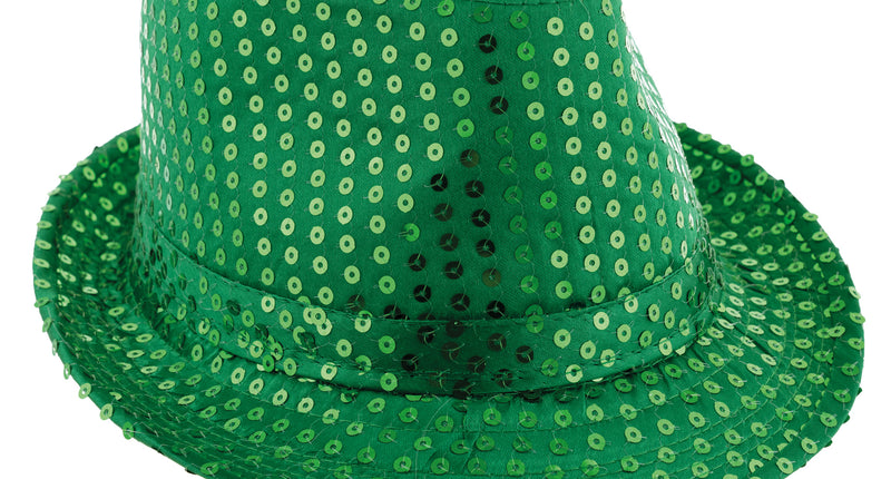 Funny Fashion Groene glitterhoed met pailletten