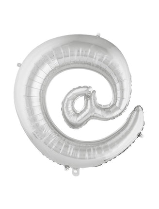 Funny Fashion Grote folie ballon @-teken Zilver