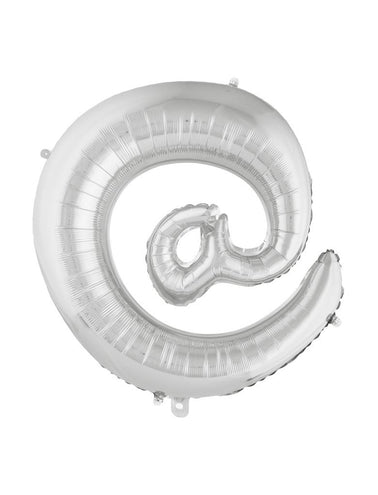Funny Fashion Grote folie ballon @-teken Zilver