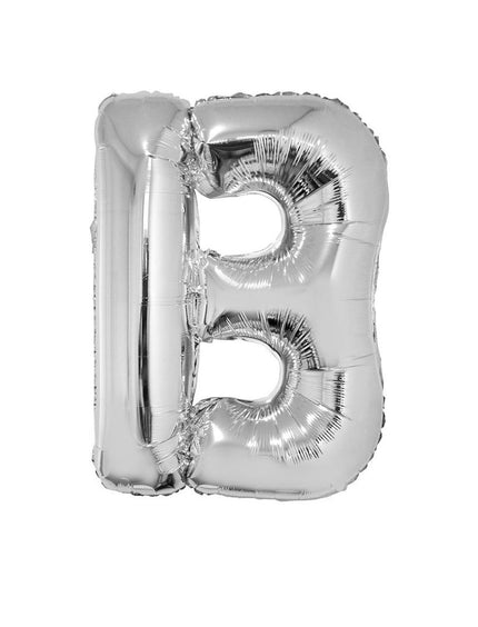 Funny Fashion Grote folie ballon letter B Zilver