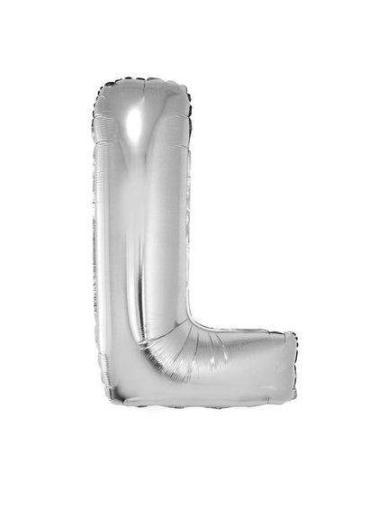 Funny Fashion Grote folie ballon letter L Zilver
