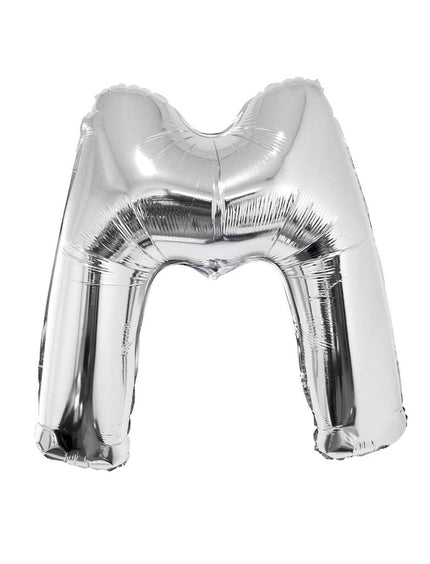 Funny Fashion Grote folie ballon letter M Zilver