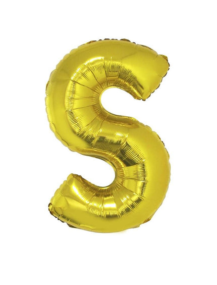 Funny Fashion Grote folie ballon letter S Goud