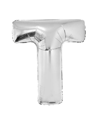 Funny Fashion Grote folie ballon letter T Zilver