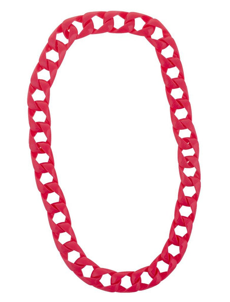 Funny Fashion Halsketting met grote schakels neon roze