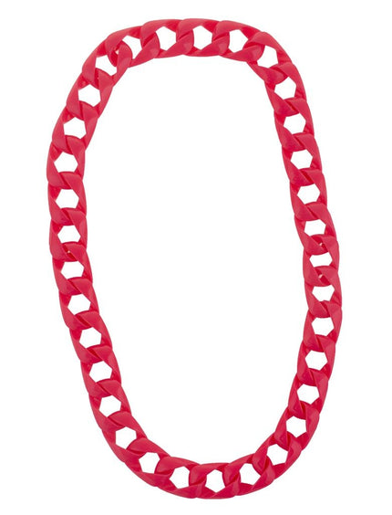Funny Fashion Halsketting met grote schakels neon roze