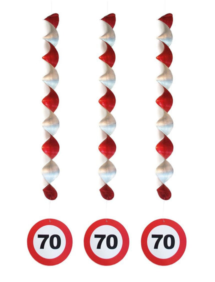 Funny Fashion Hangdecoratie 70 jaar versiering verkeersbord