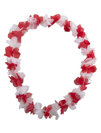 Funny Fashion Hawaii bloemenkrans rood wit