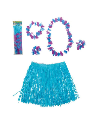 Funny Fashion Hawaii rok blauw met accessoires