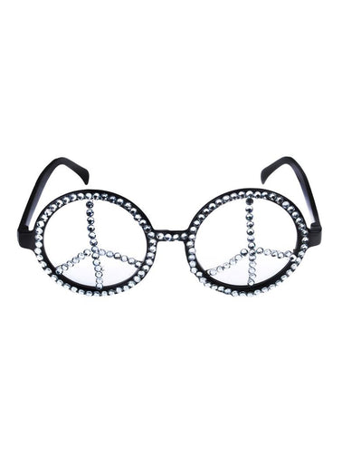 Funny Fashion Hippie bril peace met glitter steentjes