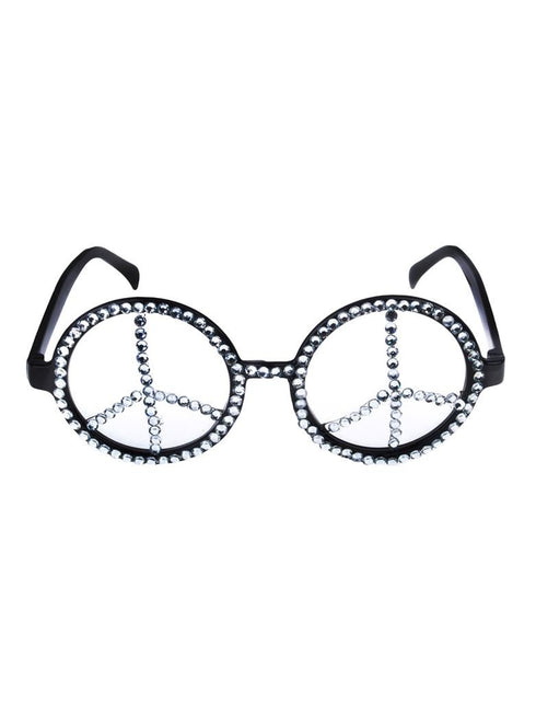 Funny Fashion Hippie bril peace met glitter steentjes