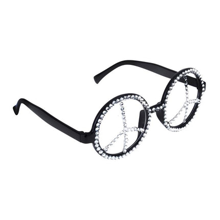 Funny Fashion Hippie bril peace met glitter steentjes