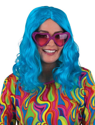 Funny Fashion Hippie pruik love parade blauw