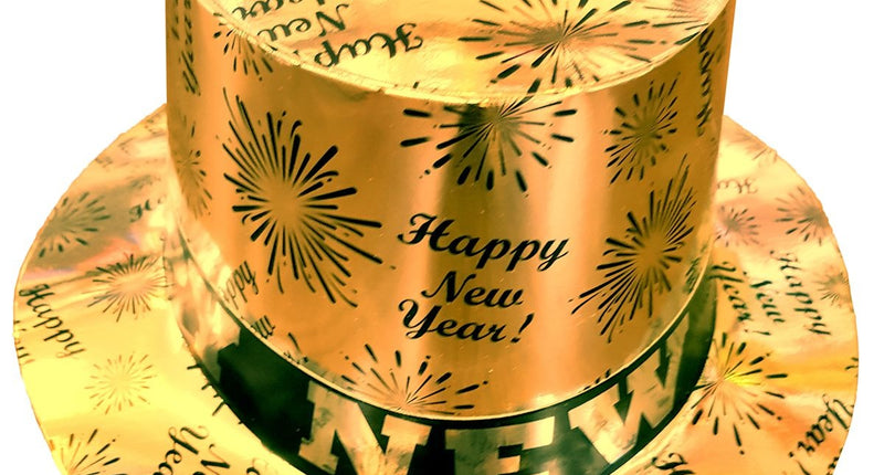 Funny Fashion Hoge hoed Happy New Year goud