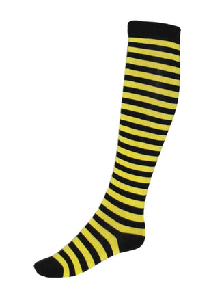 Funny Fashion Kniekousen zwart geel 50cm