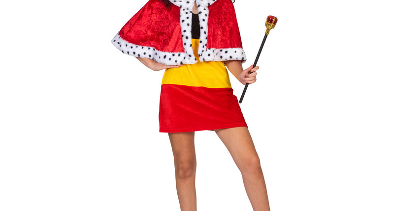 Funny Fashion Koninginnen cape rood kort model