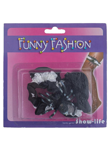 Funny Fashion Kousenband zwart/wit met spin