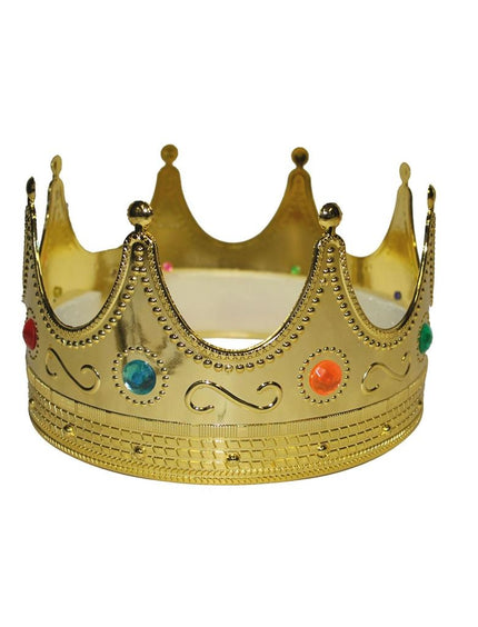 Gouden kroon | koningskroon | koninginnenkroon bezet met gekleurde robijnen - het perfecte accessoire voor je koninklijke kostuum Gouden kroon | koningskroon | koninginnenkroon bezet met gekleurde robijnen - het perfecte accessoire voor je koninklijke kostuum