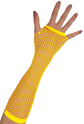 Funny Fashion Lange vingerloze nethandschoenen neon geel