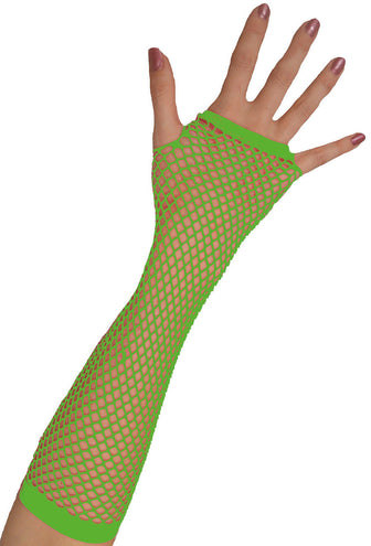 Funny Fashion Lange vingerloze nethandschoenen neon groen