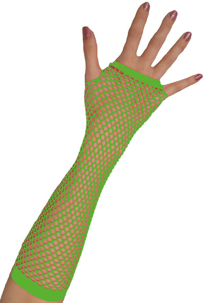 Funny Fashion Lange vingerloze nethandschoenen neon groen