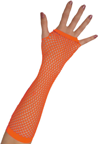Funny Fashion Lange vingerloze nethandschoenen neon oranje