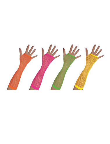 Funny Fashion Lange vingerloze nethandschoenen neon oranje