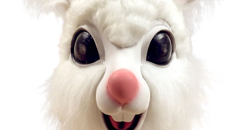 Funny Fashion Latex konijnen masker wit en roze