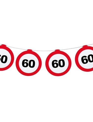 Funny Fashion Leeftijd slinger 60 jaar met verkeersbord 12mtr.