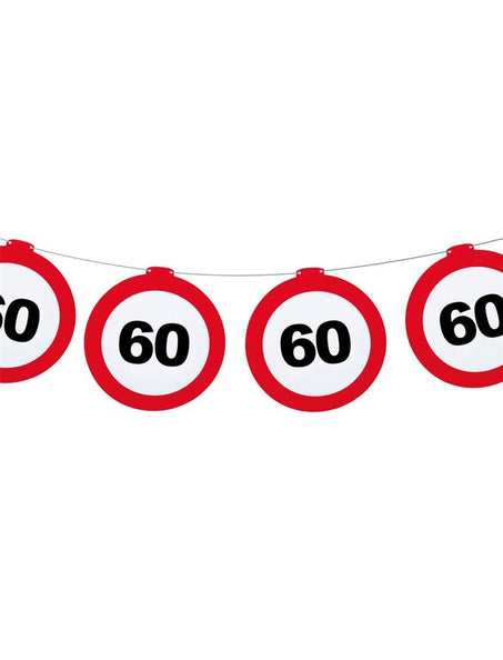 Funny Fashion Leeftijd slinger 60 jaar met verkeersbord 12mtr.