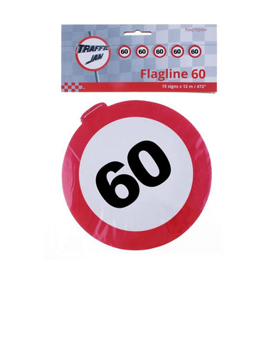 Funny Fashion Leeftijd slinger 60 jaar met verkeersbord 12mtr.