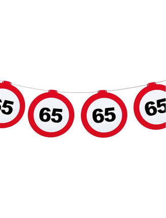 Funny Fashion Leeftijd slinger 65 jaar met verkeersbord 12mtr.