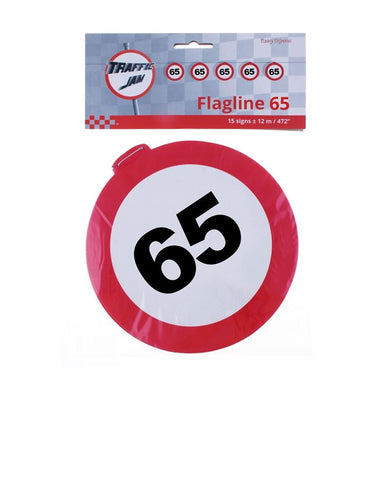 Funny Fashion Leeftijd slinger 65 jaar met verkeersbord 12mtr.