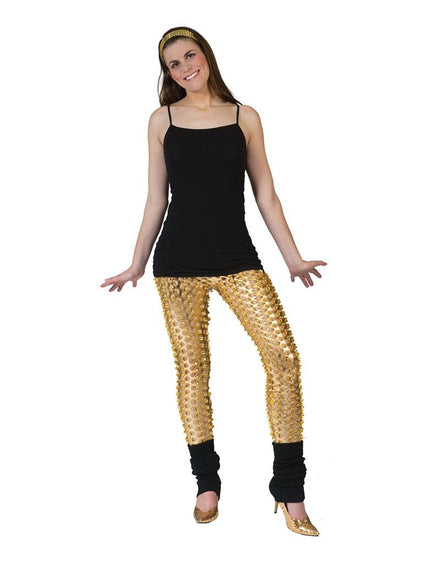 Funny Fashion Legging in goud met gaatjes