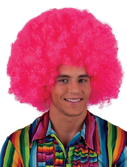 Funny Fashion Mega afro pruik Nikki in roze/fuchsia