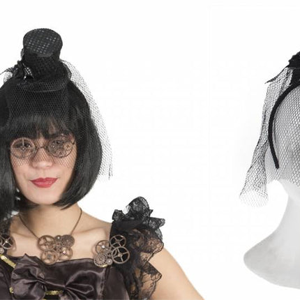 Funny Fashion Mini hoge hoed met voile