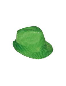 Funny Fashion Neon groene glitter gleufhoed Kojak