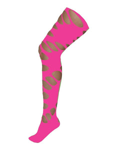 Funny Fashion Neon roze disco panty met grote gaten