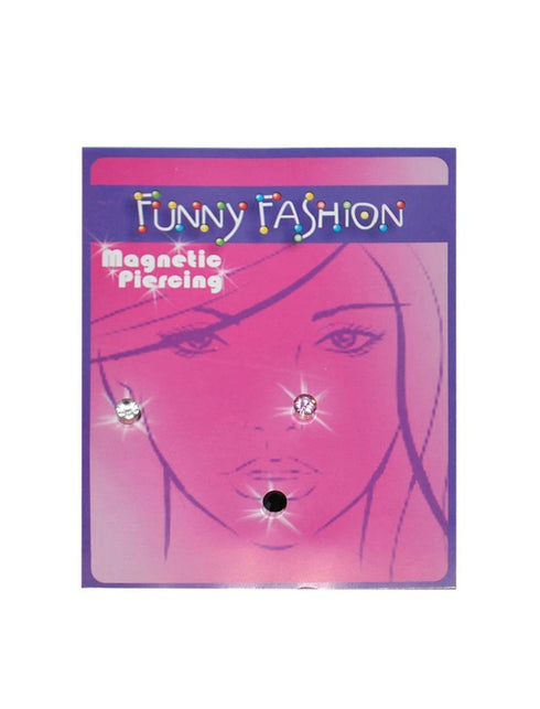 Funny Fashion Nep piercings met nep diamanten 3 stuks