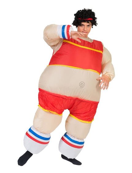 Funny Fashion Opblaasbaar atleet kostuum dikke bennie
