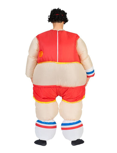 Funny Fashion Opblaasbaar atleet kostuum dikke bennie