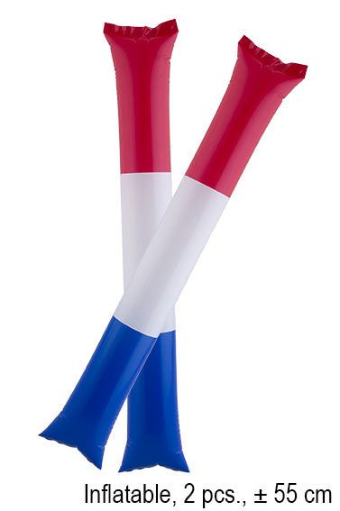 Funny Fashion Opblaasbare sticks rood wit blauw