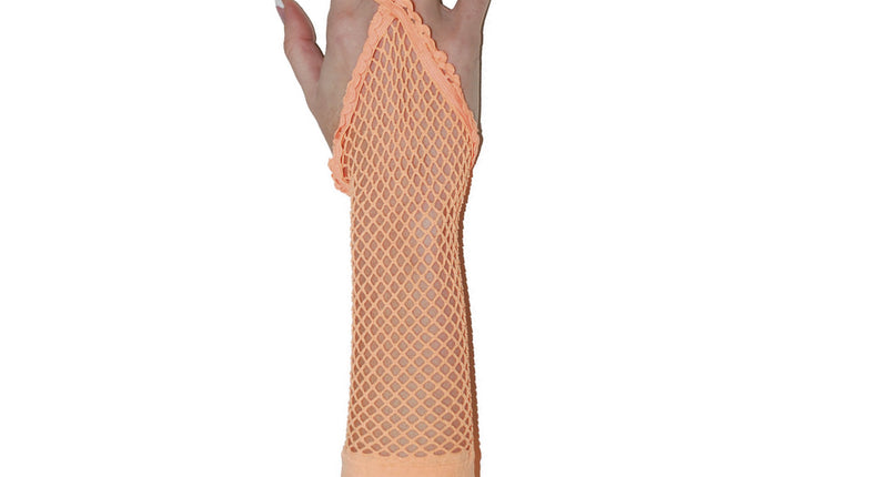 Funny Fashion Oranje vingerloze net handschoenen rond model