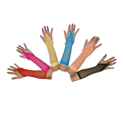 Funny Fashion Oranje vingerloze net handschoenen rond model