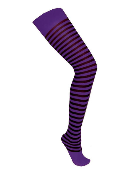 Funny Fashion Paars zwart gestreepte panty