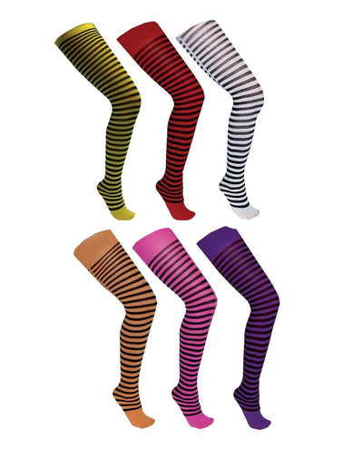 Funny Fashion Paars zwart gestreepte panty