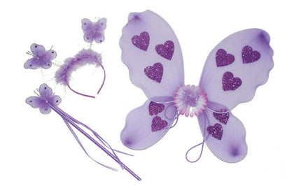 Funny Fashion Paarse vlinder verkleed set Minnie 3-delig