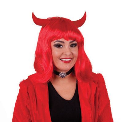Funny Fashion Pruik Devilicious met hoorntjes
